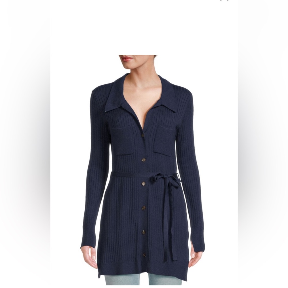 Ribbed Belted Mini Shirtdress